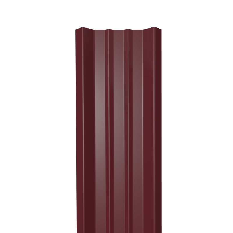 Металлический штакетник Гладкий полиэстер RAL 3005 (Красное вино) 1800*69*0,5 двухсторонний Прямой