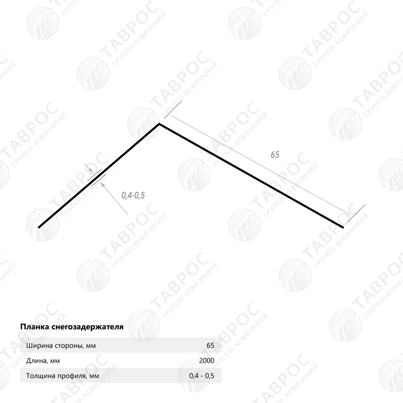 Планка снегозадержателя Гладкий полиэстер RAL 6005 (Зелёный мох) 2000*65