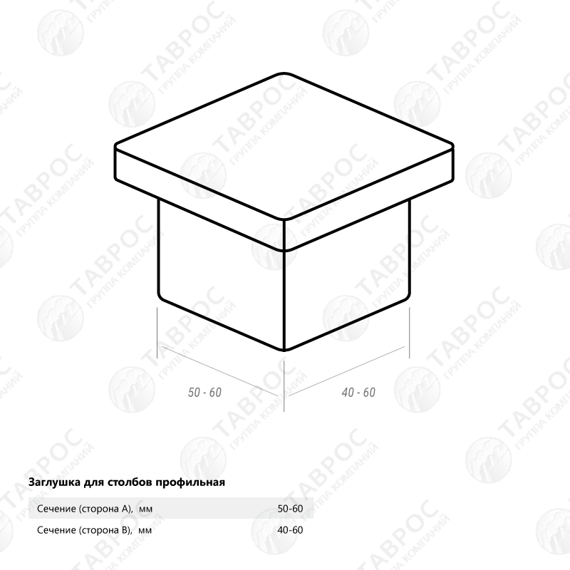 Пластиковые заглушки для столбов (профильные) 100x100 мм