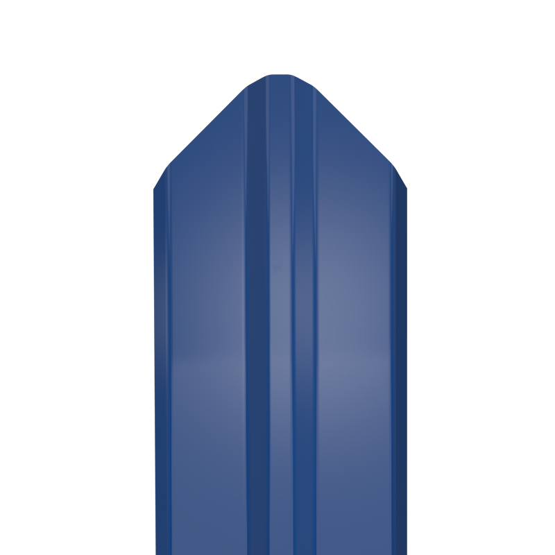 Металлический штакетник Гладкий полиэстер RAL 5005 (Синий) 2000*87*0,45 двухсторонний Фигурный