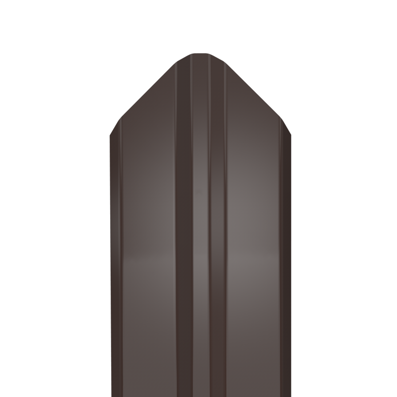 Металлический штакетник Гладкий полиэстер RAL 8017 (Шоколадно-коричневый) 1800*87*0,5 двухсторонний Фигурный