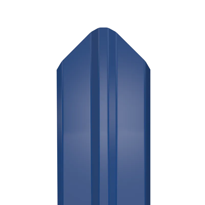 Металлический штакетник Гладкий полиэстер RAL 5005 (Синий) 1800*87*0,5 односторонний Фигурный