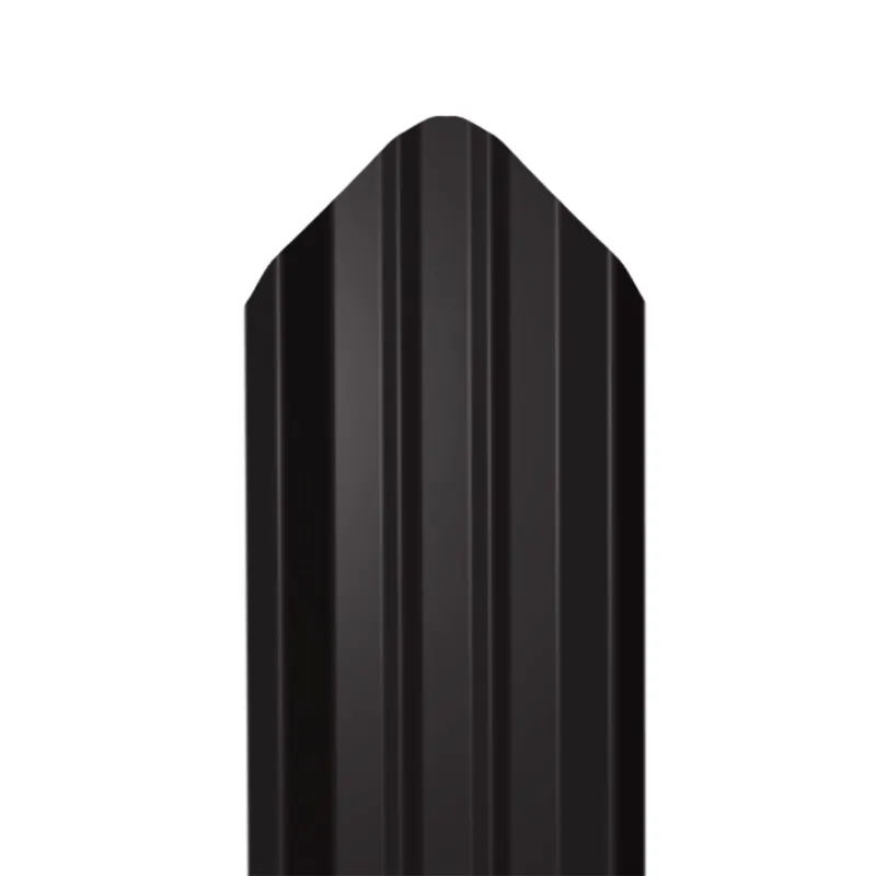 Металлический штакетник Гладкий полиэстер RAL 9005 (Глубокий черный) 1800*69*0,4 односторонний Фигурный