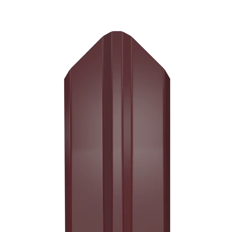 Металлический штакетник Гладкий полиэстер RAL 3005 (Красное вино) 1500*87*0,45 односторонний Фигурный