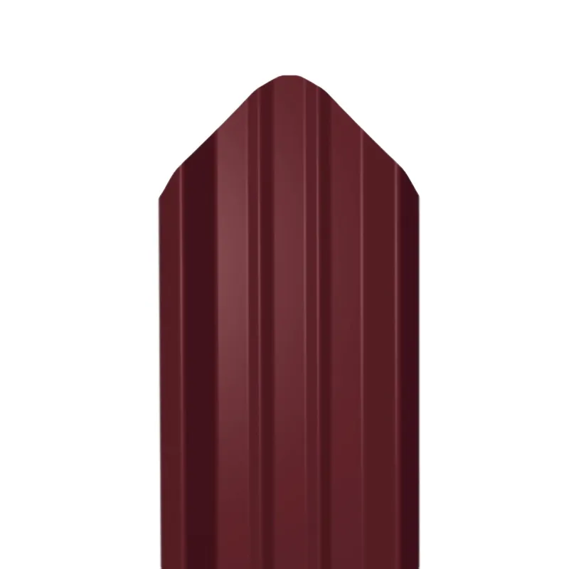 Металлический штакетник Гладкий полиэстер RAL 3005 (Красное вино) 1800*69*0,5 двухсторонний Фигурный