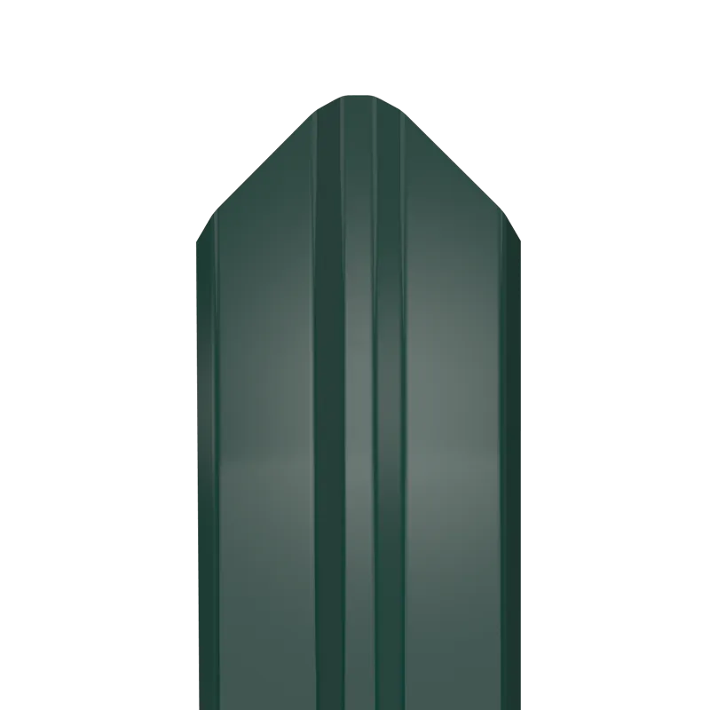 Металлический штакетник Гладкий полиэстер RAL 6005 (Зелёный мох) 2000*87*0,45 двухсторонний Фигурный