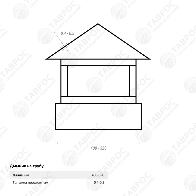 Дымник на трубу Гладкий полиэстер RAL 5005 (Синий) 520*520