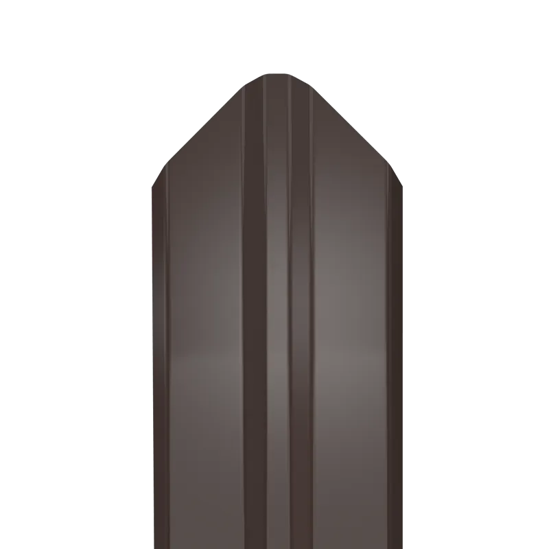 Металлический штакетник Гладкий полиэстер RAL 8017 (Шоколадно-коричневый) 3000*87*0,45 двухсторонний Фигурный